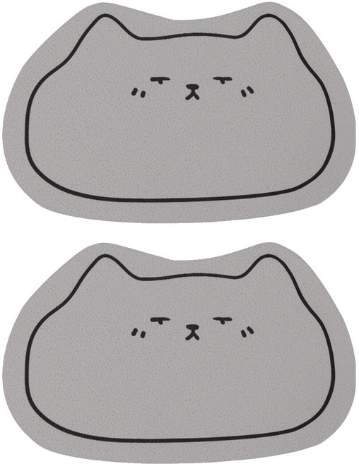 軟珪藻土地墊 2個, 貓頭 灰色