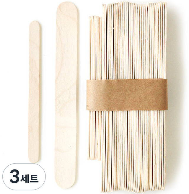 모엔드 왁싱재료 우드 스파츌러 L 30p + M 5p 세트, 3개
