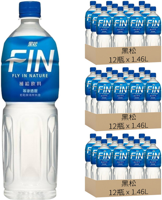 黑松 FIN 補給飲料 補充水分及電解質 等滲透壓設計 低熱量配方, 1.46L, 36瓶