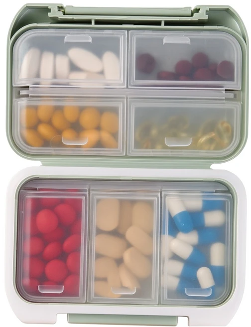 비오르 대용량 2단 7칸 영양제 약통 그린, 1개 - 쿠팡