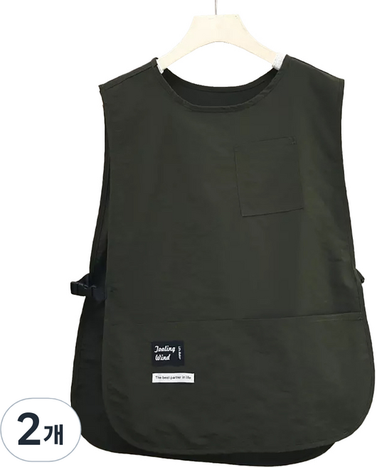 다퍼남 방수 포켓 하프타입 조끼 앞치마, 카키, 2개