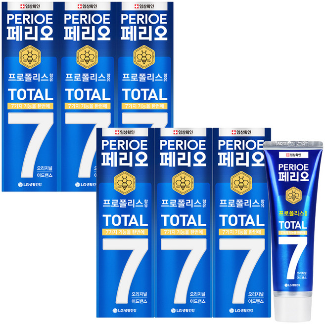 페리오 토탈7프로 치약 오리지널 어드밴스, 6개, 120g