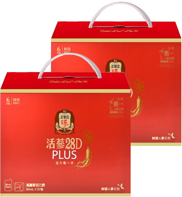 正官庄 活蔘28D PLUS禮盒, 30包, 80ml, 2盒