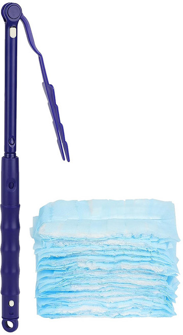 葉子小舖 纖維長柄除塵刷+10個替換布組 長柄可調 居家清潔除塵好幫手, 藍色, 1組