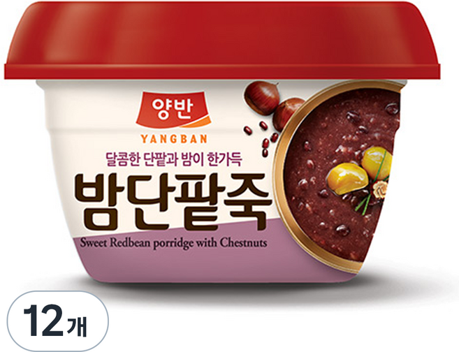 양반 밤단팥죽, 285g, 12개