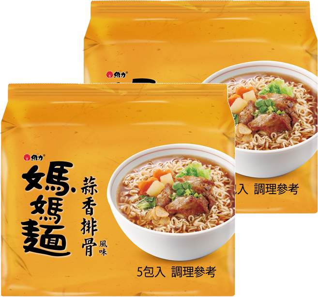 維力 媽媽麵 蒜香排骨風味 80g, 10包