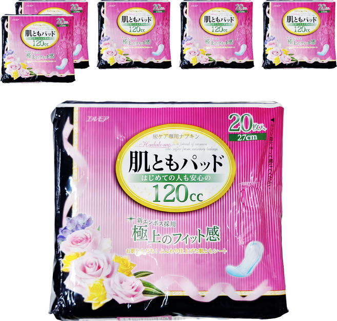 ELLEMOI 日本一番 失禁棉墊 中量型, 27cm, 20片, 6包