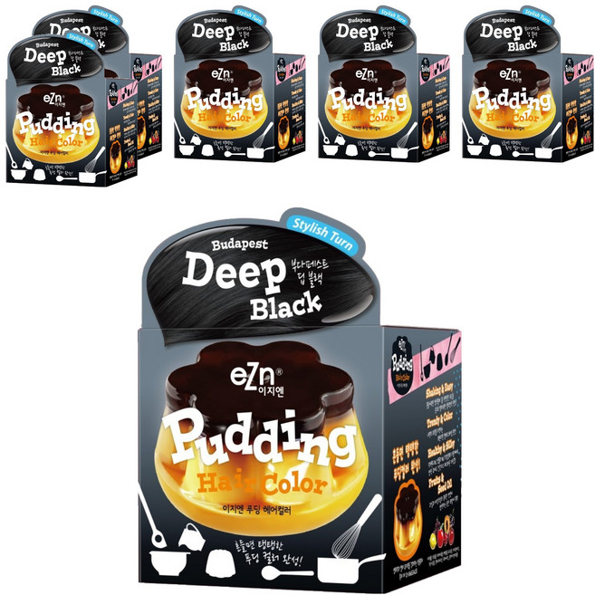 이지엔 푸딩 헤어컬러 염모제, 부다페스트 딥블랙, 6개