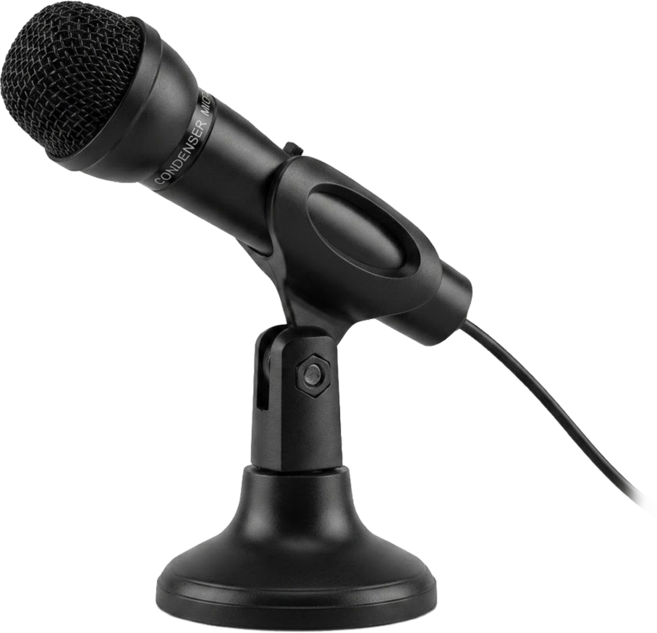 Kinyo 多媒體麥克風 附腳架 麥克風45 x 45 x 140mm 腳架73 x 73 x 120mm 120g, AY-0129, 黑色