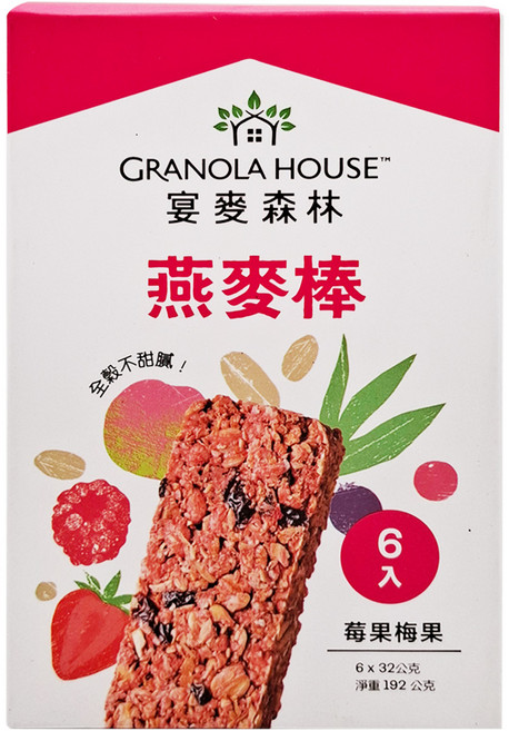 GRANOLA HOUSE 宴麥森林 莓果梅果燕麥棒 6支, 192g, 1盒