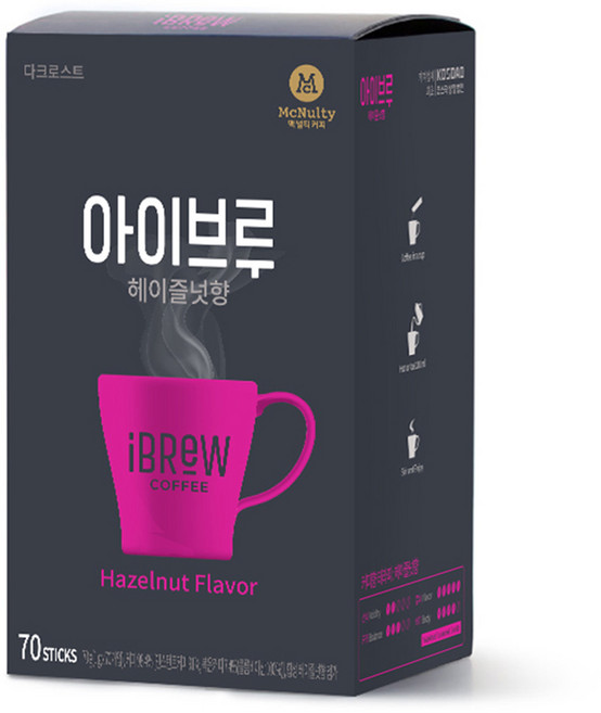아이브루 헤이즐넛향 원두커피믹스, 70개입, 1개, 1g