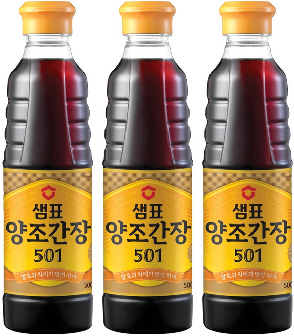 샘표 양조간장 501, 500ml, 3개
