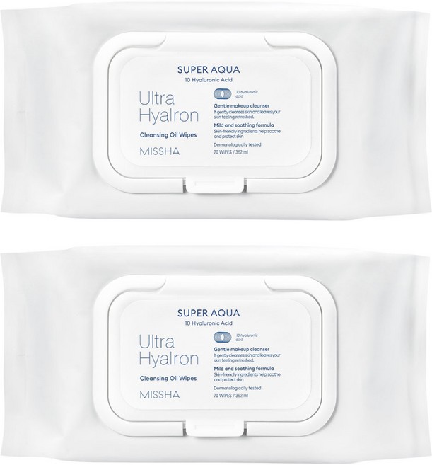 미샤 수퍼아쿠아 울트라 히알론 클렌징 오일 티슈 대용량, 70매입, 2개