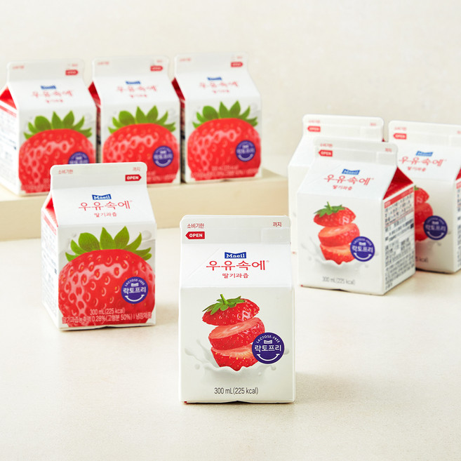 매일유업 우유속에 딸기과즙, 300ml, 8개