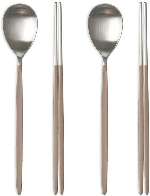 리한 리아 컬러 2인 수저 세트, 브라운, 숟가락 2p + 젓가락 2벌, 1세트