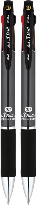 자바펜 제트 3볼 M 다색펜 0.7mm, 메탈릭블랙, 2개