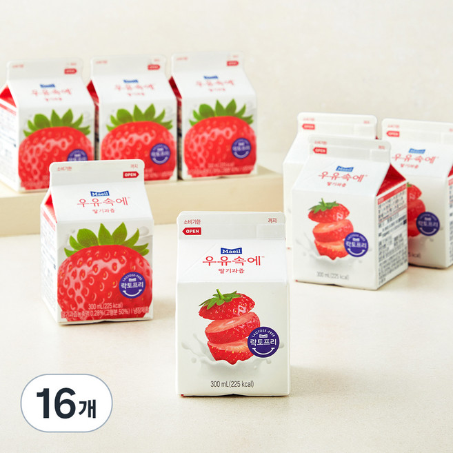 매일유업 우유속에 딸기과즙, 300ml, 16개