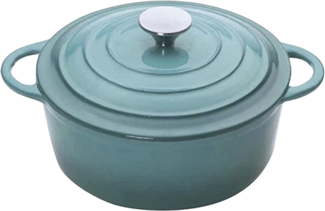 ROYCE 皇家玫瑰 圓形琺瑯鑄鐵鍋 3L, 21cm, 薄荷藍, 1個