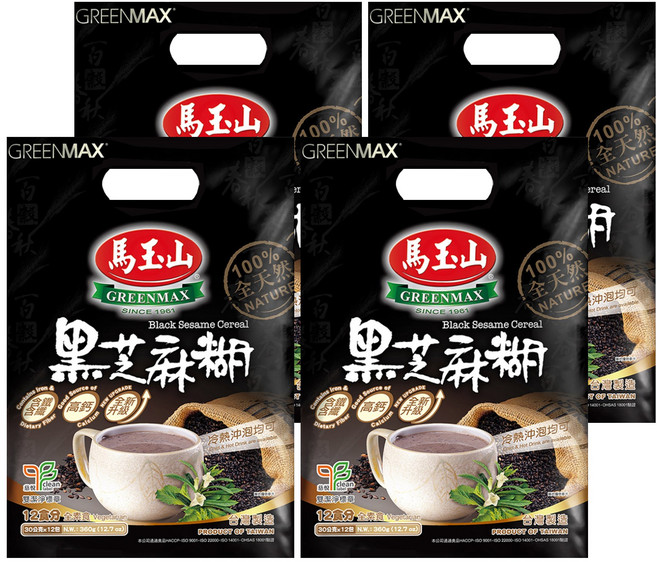 馬玉山 黑芝麻糊 全素, 30g, 12包, 4袋