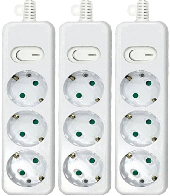 다조아 안전 스위치 멀티탭 3구, 3m, 3개