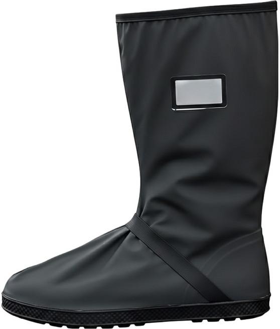 COMET 快穿加厚 防滑鞋底 雙層防護 42cm高, 反光雨鞋套 黑色, 1雙