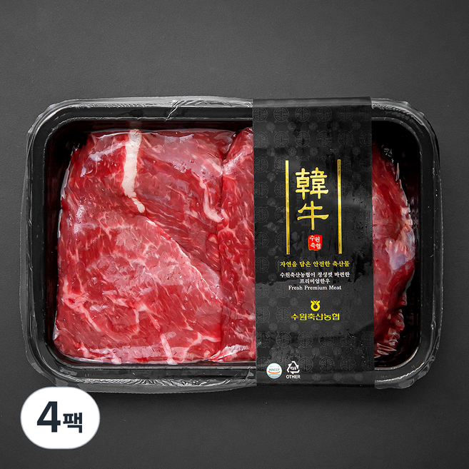수원축산농협 한우 1+등급 산적용 (냉장), 300g, 4팩