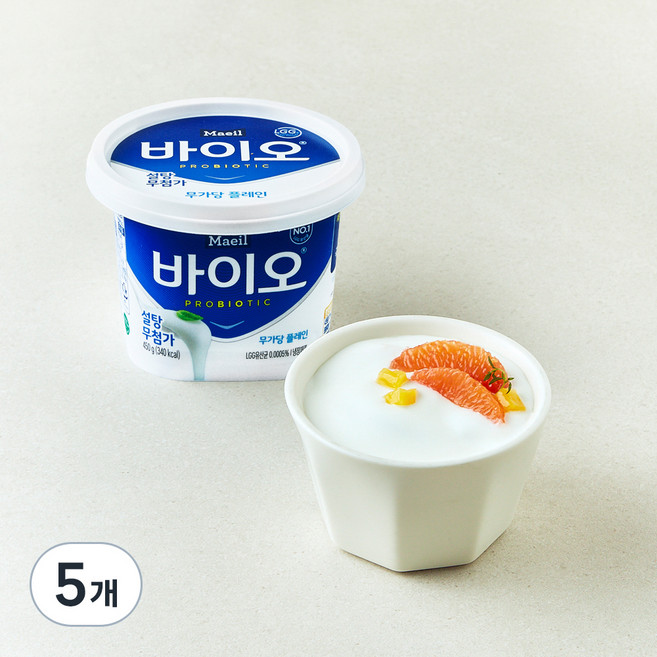 매일바이오 무가당 플레인, 450g, 5개