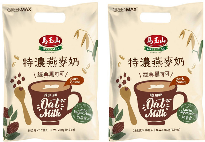 馬玉山 特濃燕麥奶經典黑可可 10包, 28g, 2袋