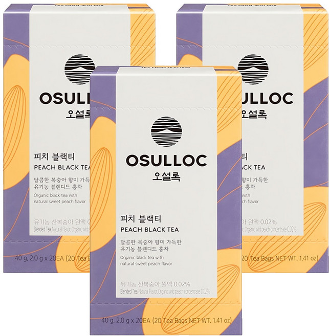 오설록 피치 블랙티 티백, 2g, 20개입, 3개