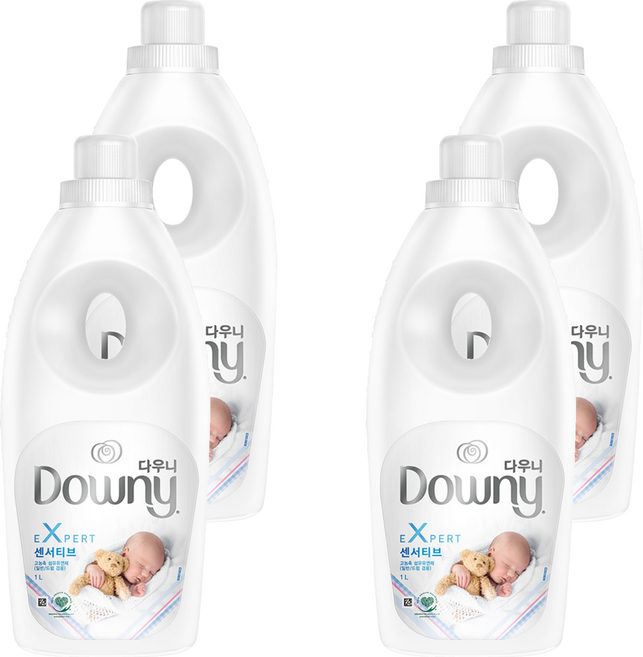 다우니 엑스퍼트 센서티브 초고농축 섬유유연제 본품, 1L, 4개
