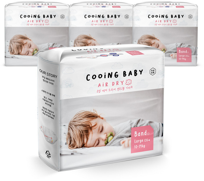 Cooing 쿠잉 에어 드라이 풀커버 밴드형, 대형(L), 104매