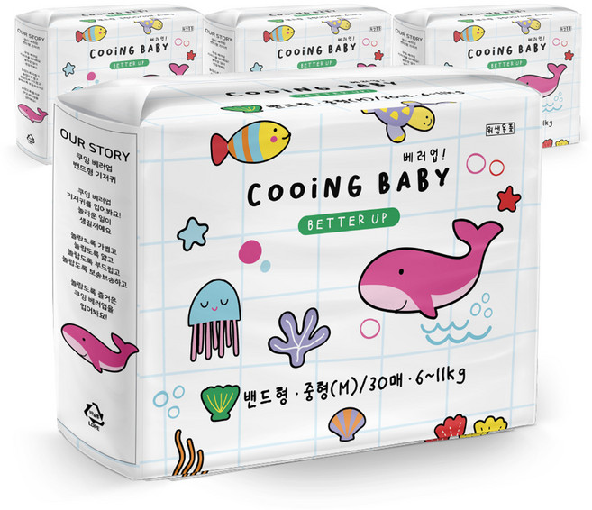 Cooing 쿠잉 베러업 밴드형, 중형(M), 120매