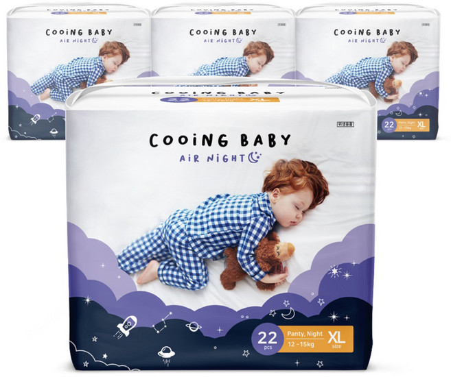 Cooing 쿠잉 아동용 에어나이트 풀잠 팬티, 특대형(XL), 88매