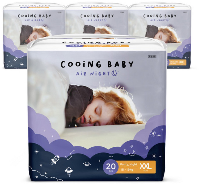 Cooing 쿠잉 유아용 에어나이트 풀잠 팬티형 남여공용, 점보형(2XL), 80매