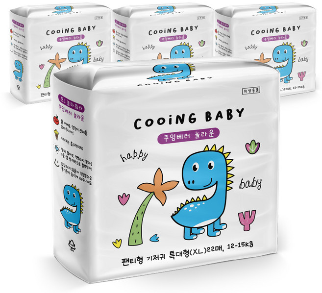 Cooing 베러 놀라운 팬티형 기저귀 남여공용, 특대형(XL), 88매