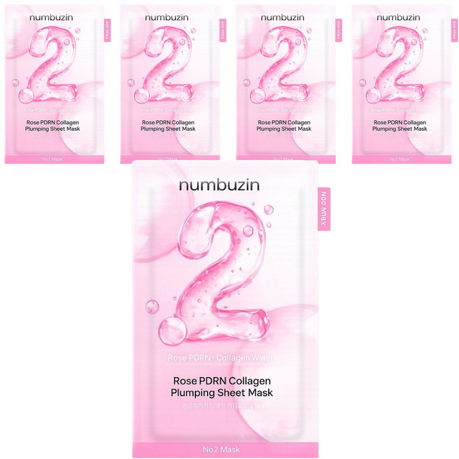 Numbuzin 台灣公司貨 No.2 65%膠原蛋白水潤Q彈面膜, 1組, 5入