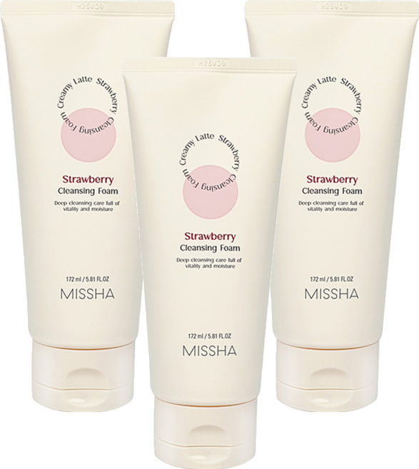 미샤 크리미 라떼 클렌징 폼 딸기, 172ml, 3개