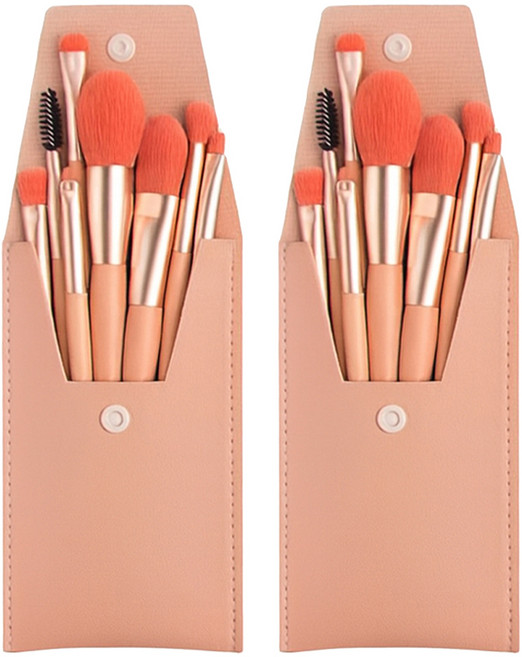 쭈니즈 메이크업 브러쉬 립 아이 블러셔 쉐딩 파우더 미니 브러쉬세트, 분홍, 2개