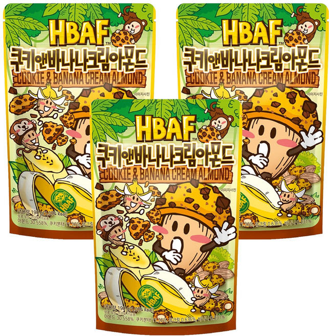 바프 쿠키앤바나나크림 아몬드, 190g, 3개