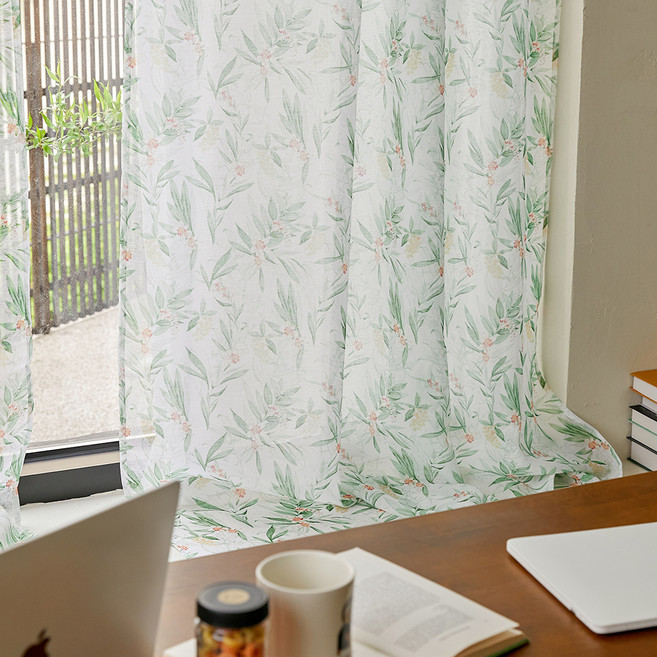 바자르 썸그린 가리개커튼 긴창형 + 길이조절 압축봉