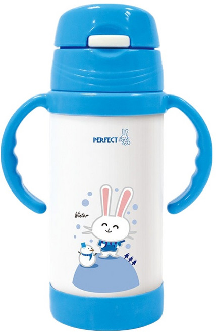 PLUS PERFECT 理想 極緻316兒童真空杯, 粉藍色, 350ml, 1個