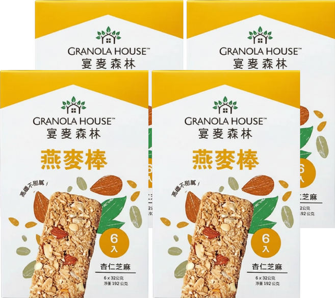GRANOLA HOUSE 宴麥森林 燕麥棒 杏仁芝麻 6支, 192g, 4盒