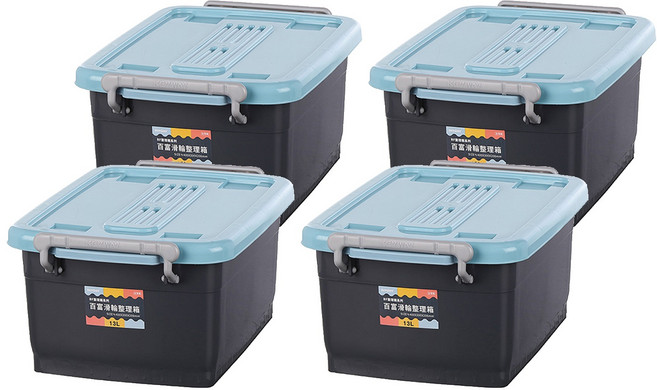 KEYWAY 聯府 百富滑輪整理箱 BF-131 13L, 藍色, 4個