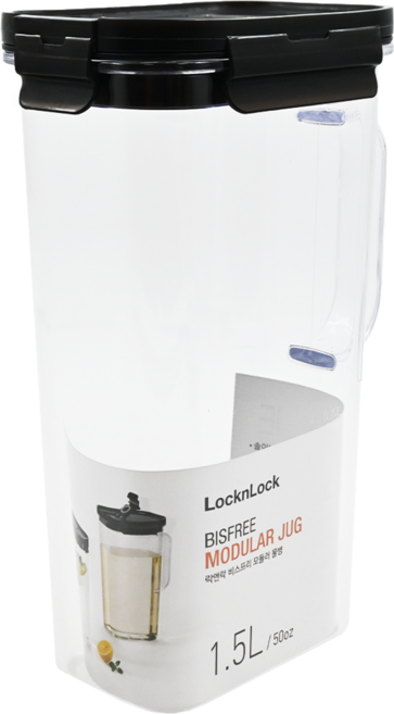 LocknLock 樂扣樂扣 BISfree 積木晶透水壺, 黑色, 1.5L, 1個