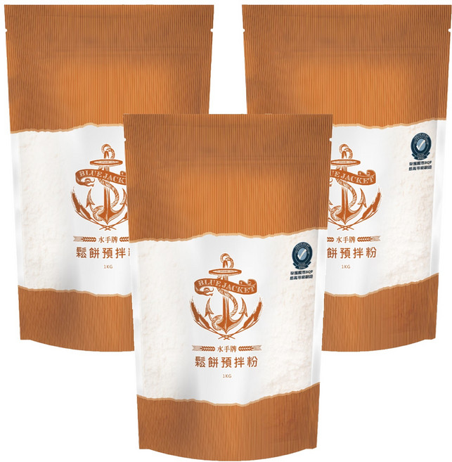 聯華製粉 BLUE JACKET 水手牌 鬆餅預拌粉, 1kg, 3包