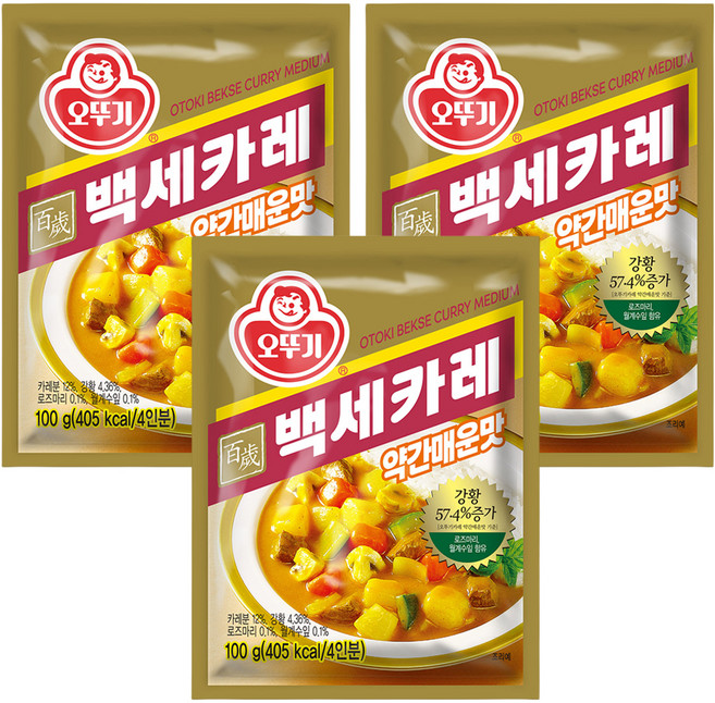 오뚜기 백세카레 약간매운맛, 100g, 3개
