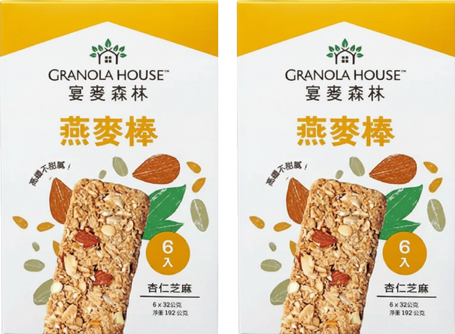 GRANOLA HOUSE 宴麥森林 燕麥棒 杏仁芝麻 6支, 192g, 2盒