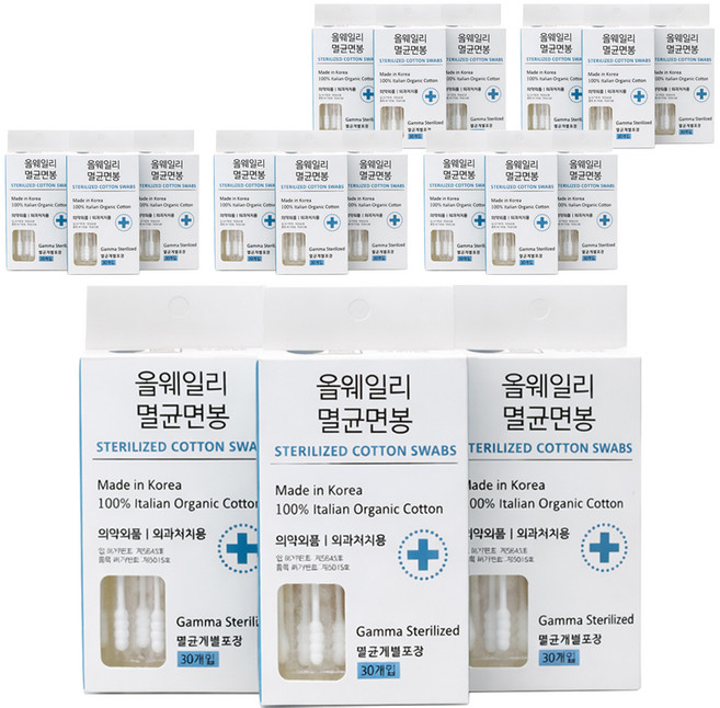 올웨일리 유기농 감마레이 멸균 면봉 TSP2899, 18개, 30개입