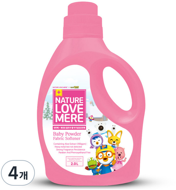 네이쳐러브메레 유아용 뽀로로 울트라 젤 섬유유연제 베이비파우더향, 4개, 2L