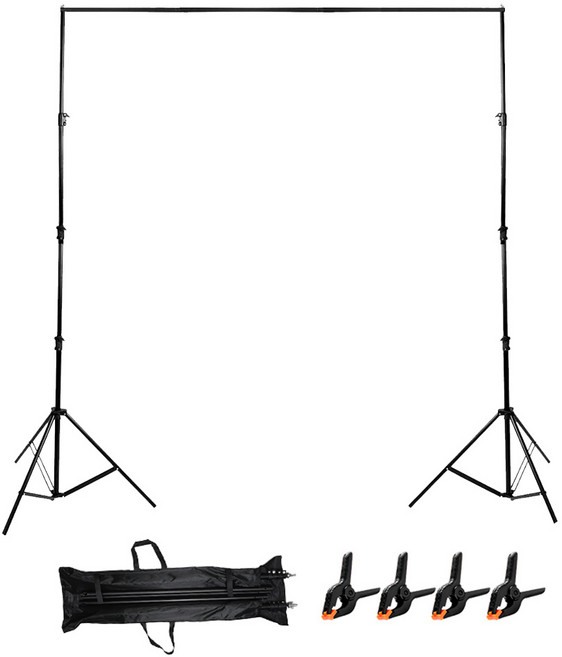 대한 스튜디오 크로마키 인물 제품 사진 촬영 배경지 거치대 L + 배경천 고정 집게 4개 + 스탠드 가방 세트, 1세트